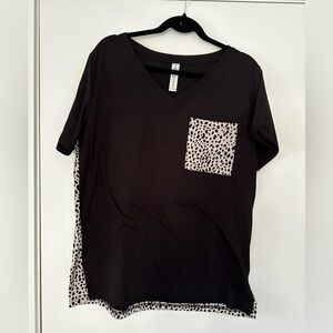 Black V-Neck Top XL